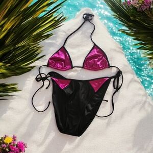 Mossimo Triangle Top Bikini Purple Pink <M> Bottom Mossimo Tie Sides <XL>